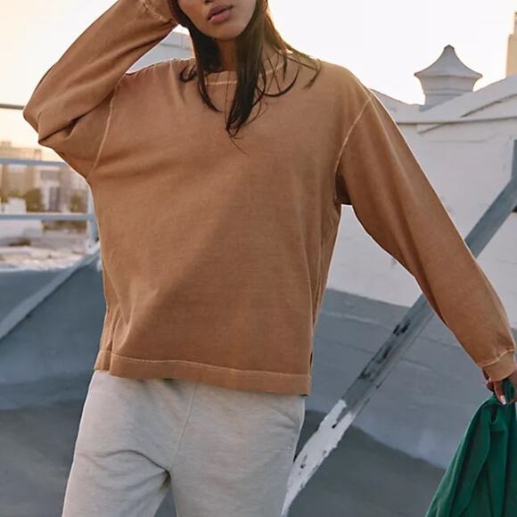 Free People Movement | Womens Hustle Layer Caramel Tan Camel Long Sleeve Top Tee - Picture 2 of 11